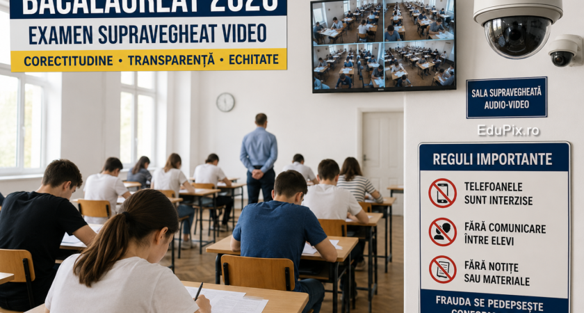 Bacalaureat 2026 – Cum se desfășoară examenul în sălile supravegheate video. Reguli importante pentru elevi și profesori