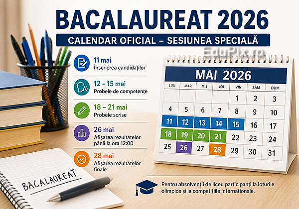 SESIUNEA SPECIALA: Calendar Bacalaureat 2026